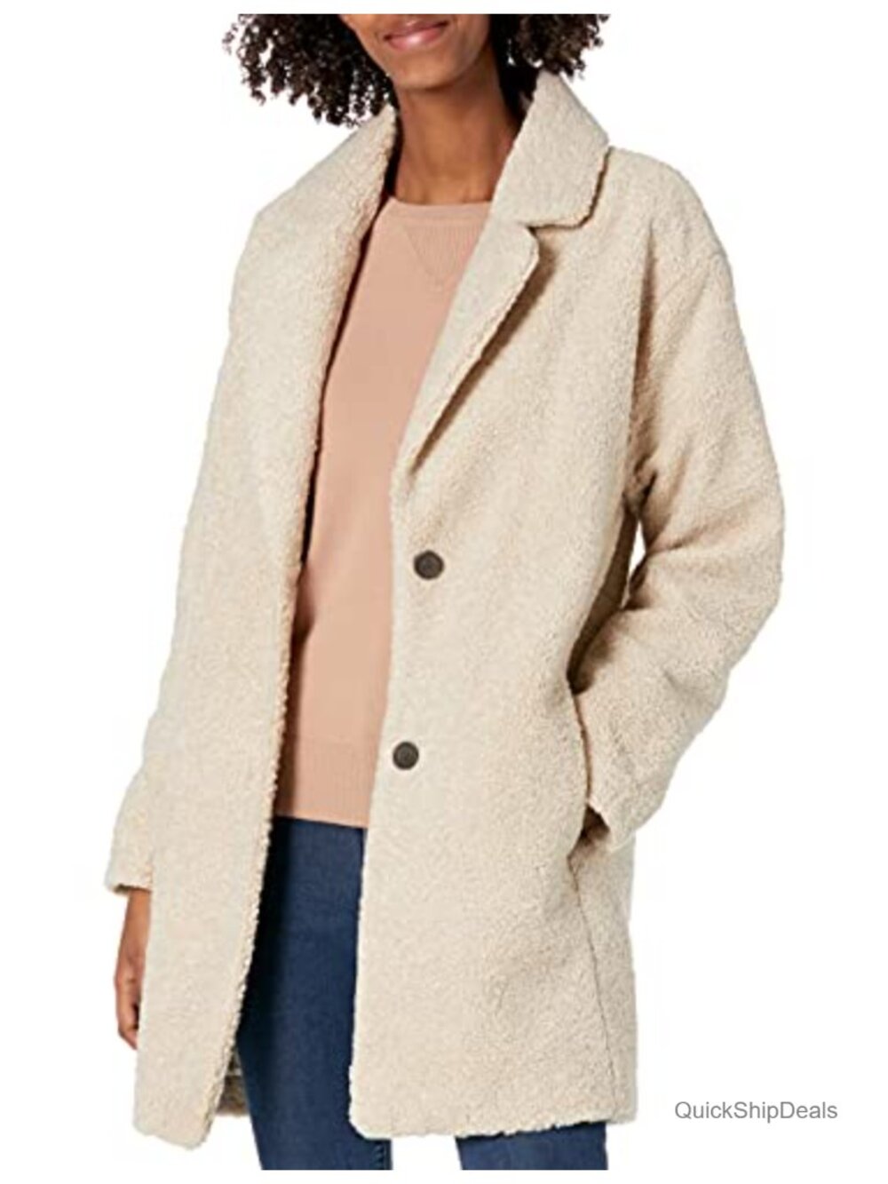 Oversized Teddy Fleece Sherpa Jacket Lapel Button Women's Cozy Warm